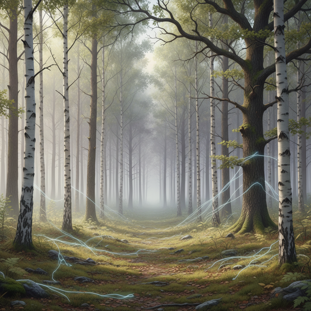 Trees communicate and share nutrients through underground fungal networks.