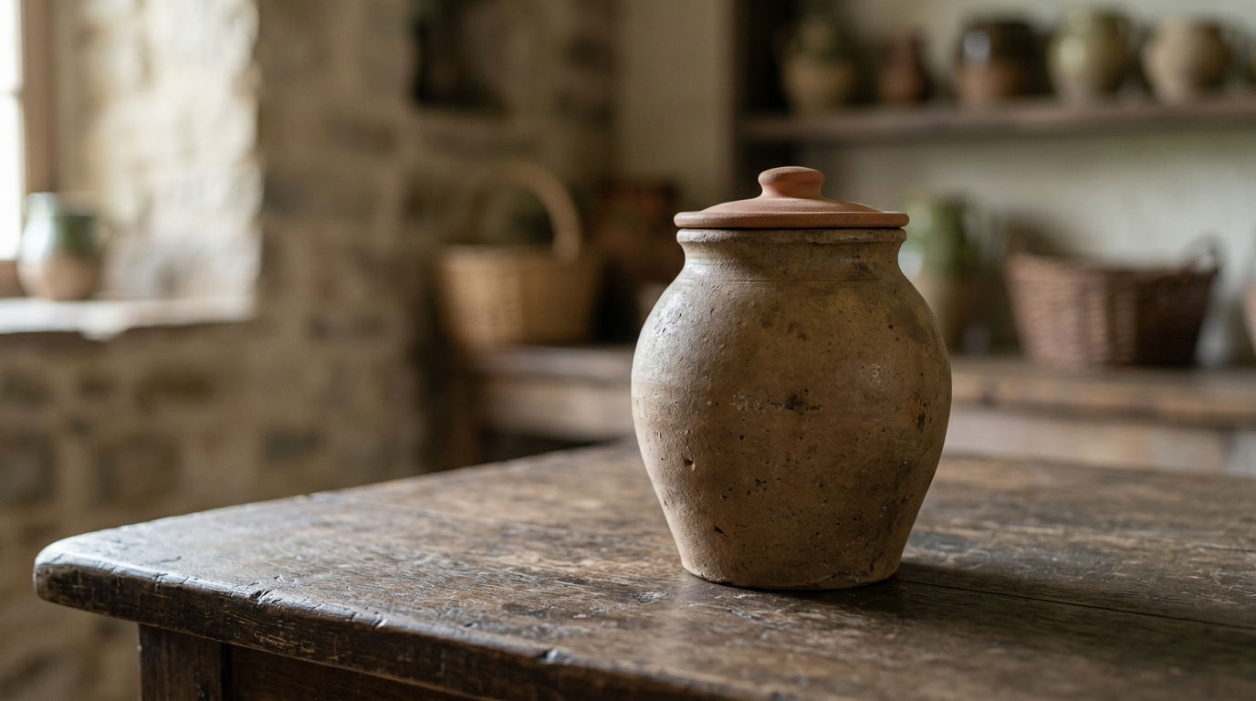 Edible honey jar from 3000 years ago, filled with ancient, golden honey.