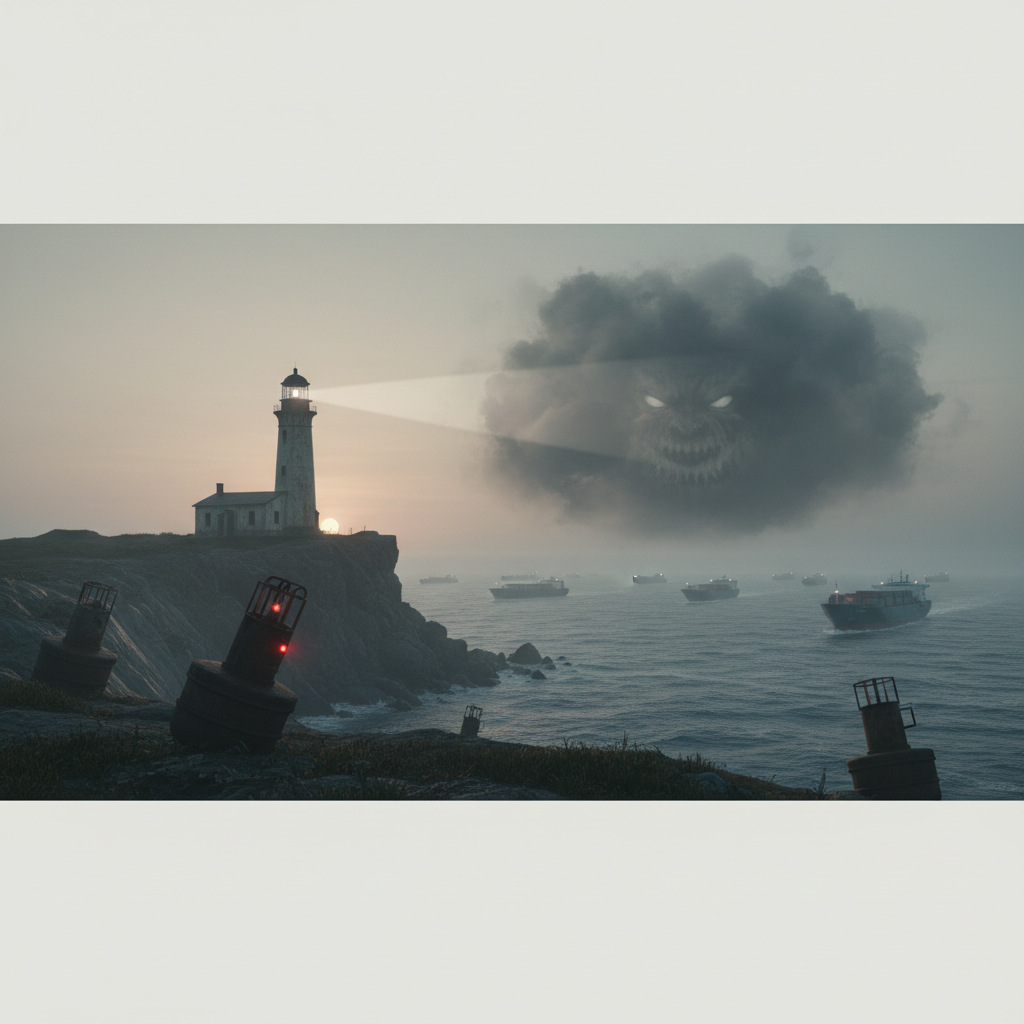 Man ignoring red flags, red flags in background