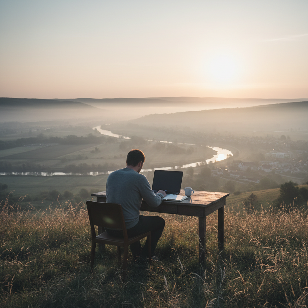 Artist at easel painting.