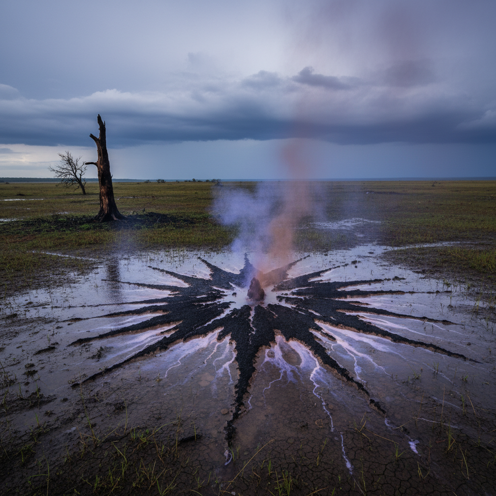 Lightning strike on a lightning-struck tree.
