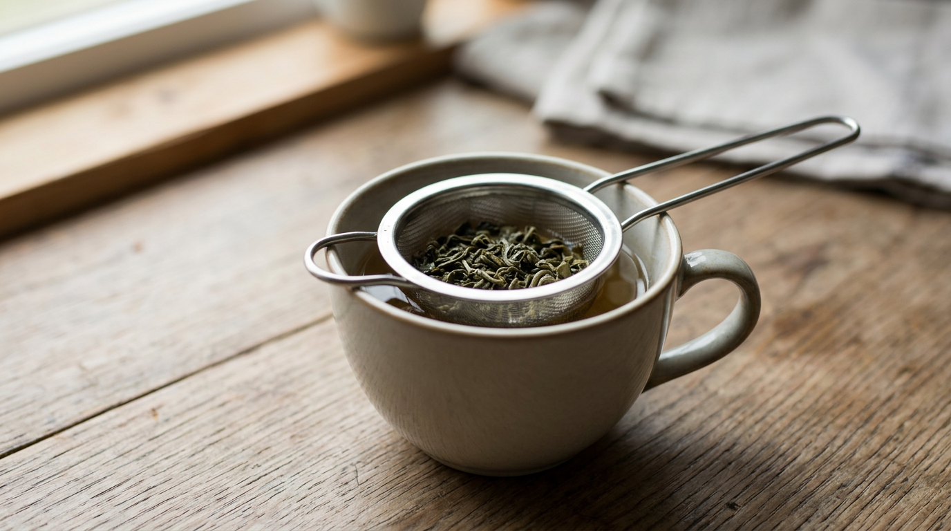 Tea leaves reducing heavy metals in water during brewing.