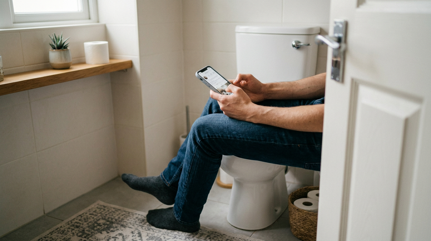 A recent study found that using your phone on the toilet was linked to a 46% higher risk of haemorrhoids. The most likely explanation was not the phone itself, but the extra time people spent sitting there.