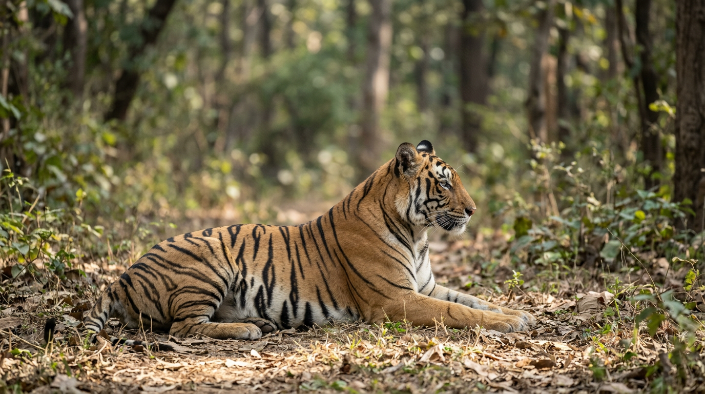 Tiger stripes on skin and fur, close-up detail.