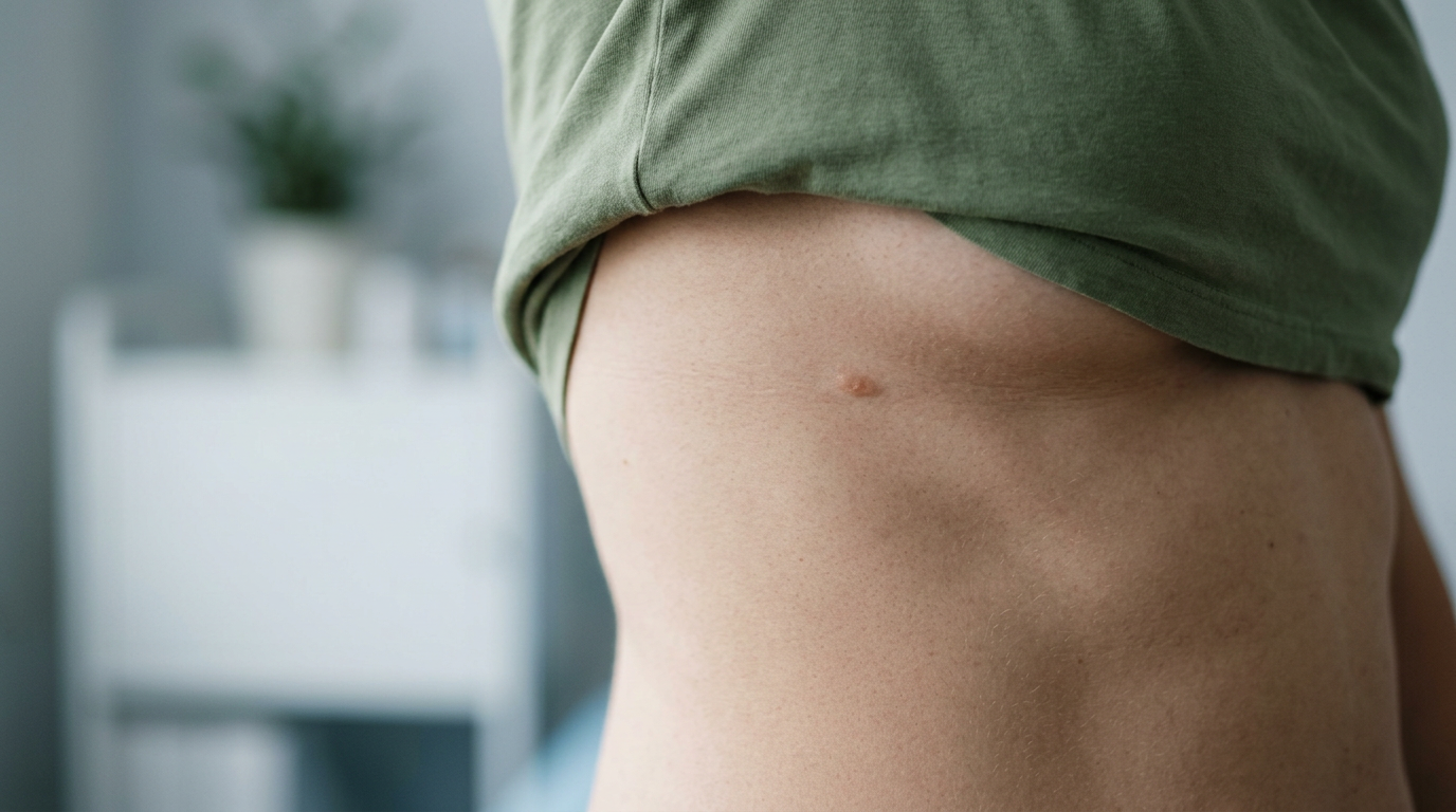 Person with a third nipple (polythelia) on their chest