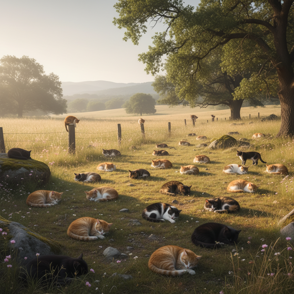 Cat sleeping, 70% of life, peaceful nap