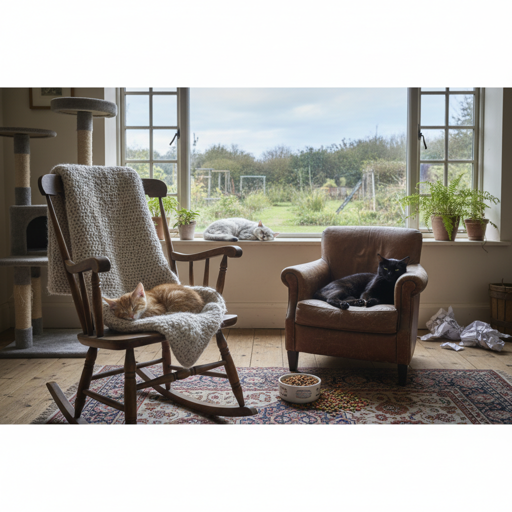 Cat sleeping in various positions