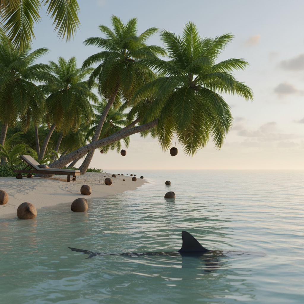 Falling coconut closeup