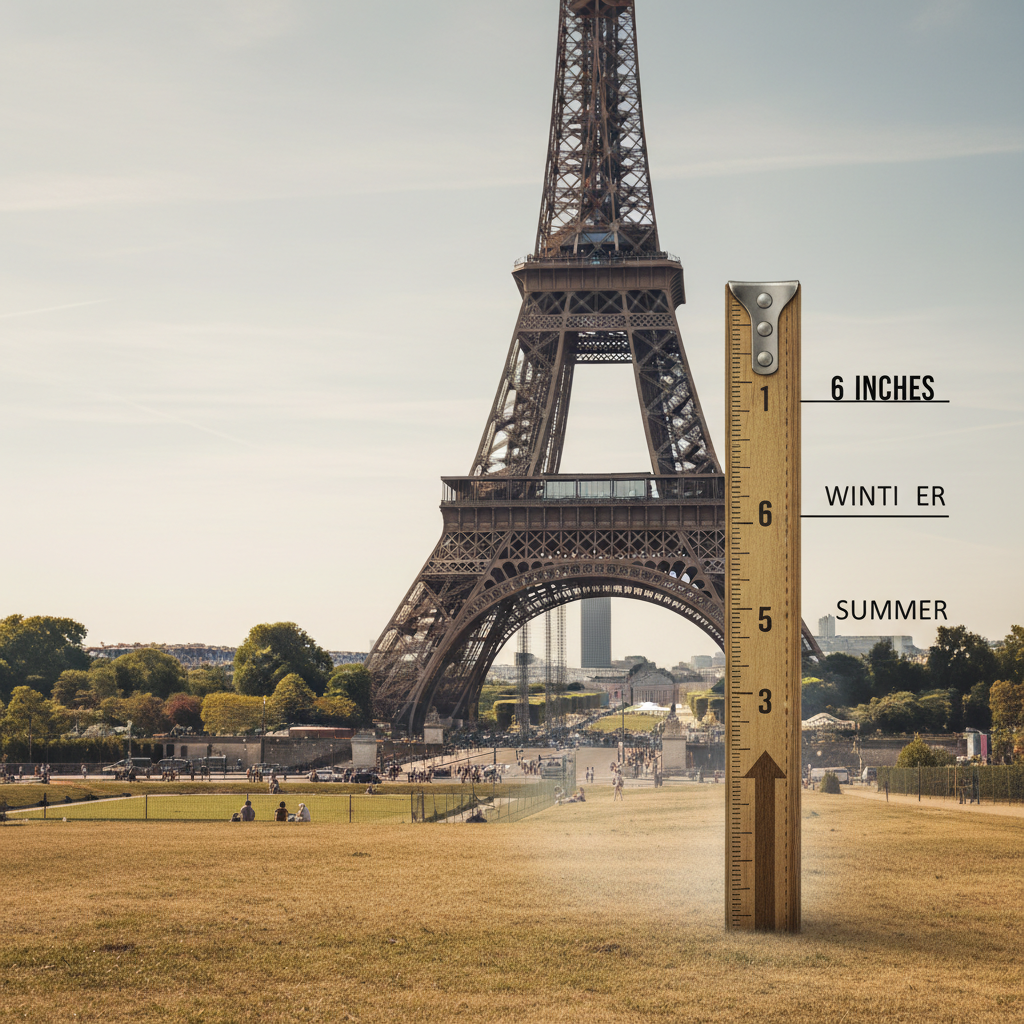 Eiffel Tower in summer, showing its increased height.