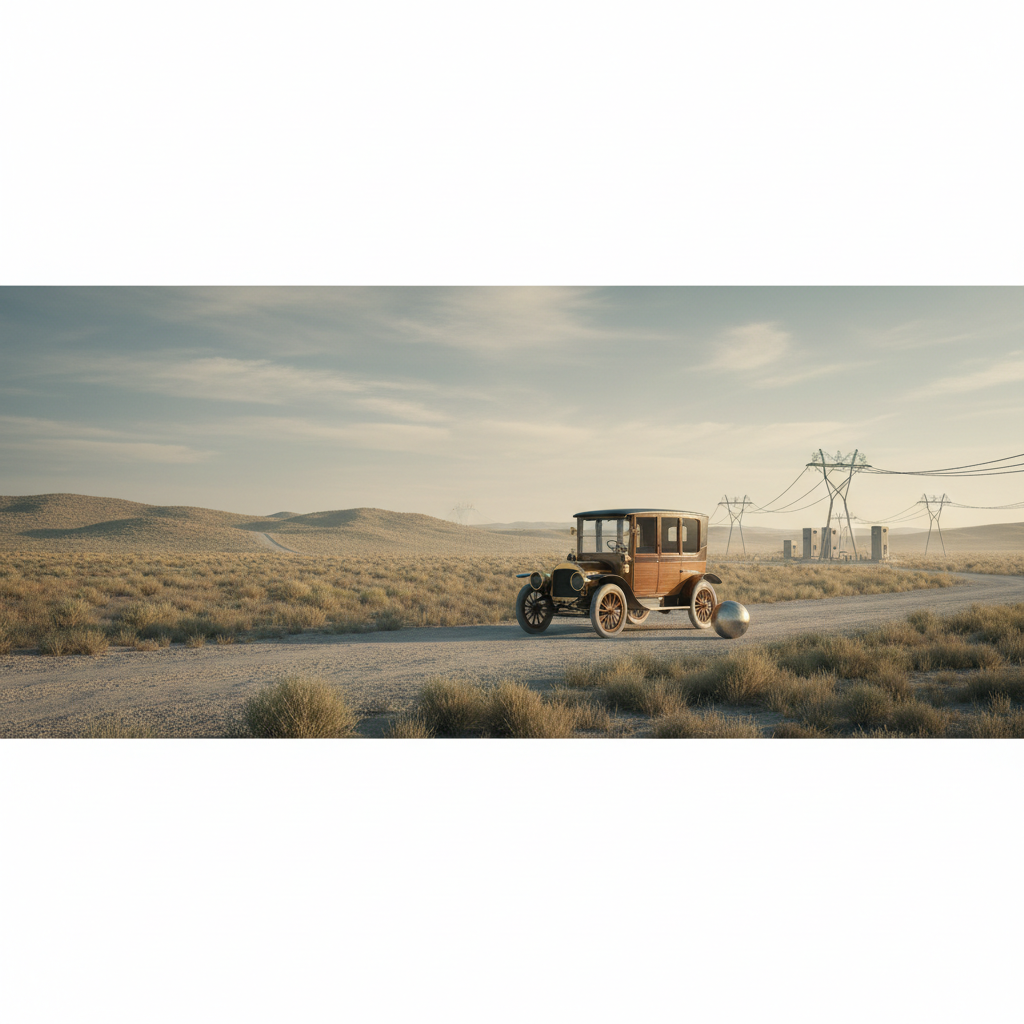 1910s electric car driving 80 miles