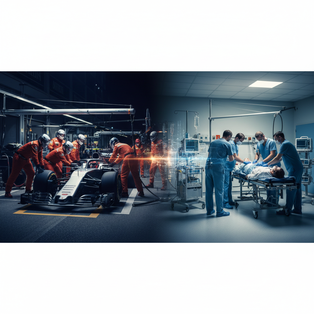 F1 pit crew practices CPR techniques, improving emergency resuscitation survival.