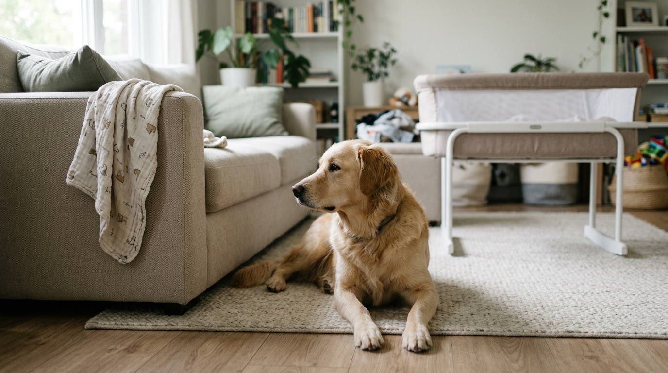 Dog breed with baby, suggesting allergy prevention