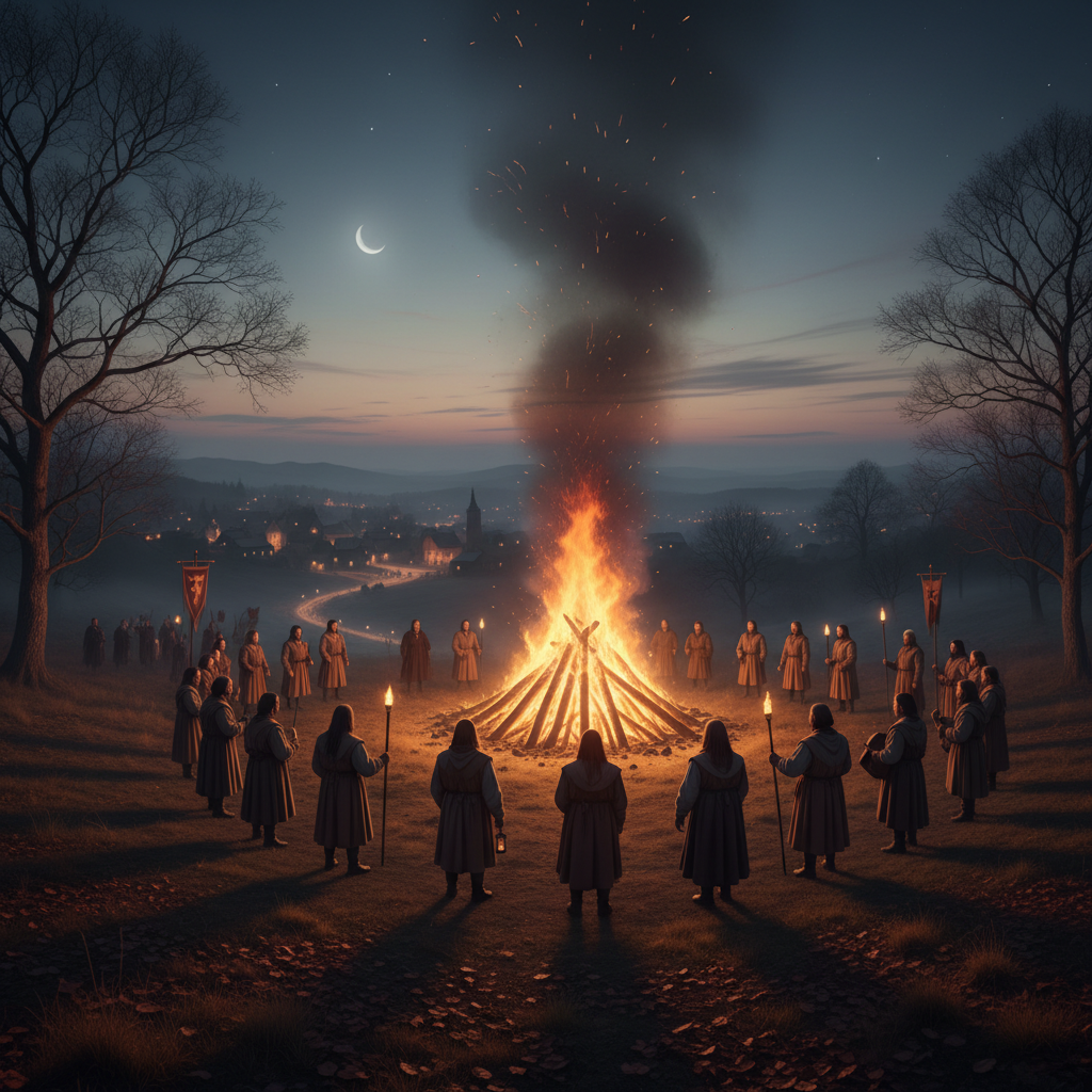 Halloween decorations, spooky pumpkins, and skeleton.