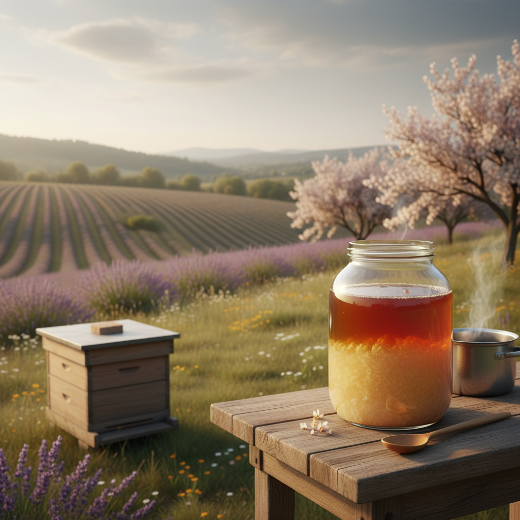 Honey crystallisation: sugar crystals forming in honey