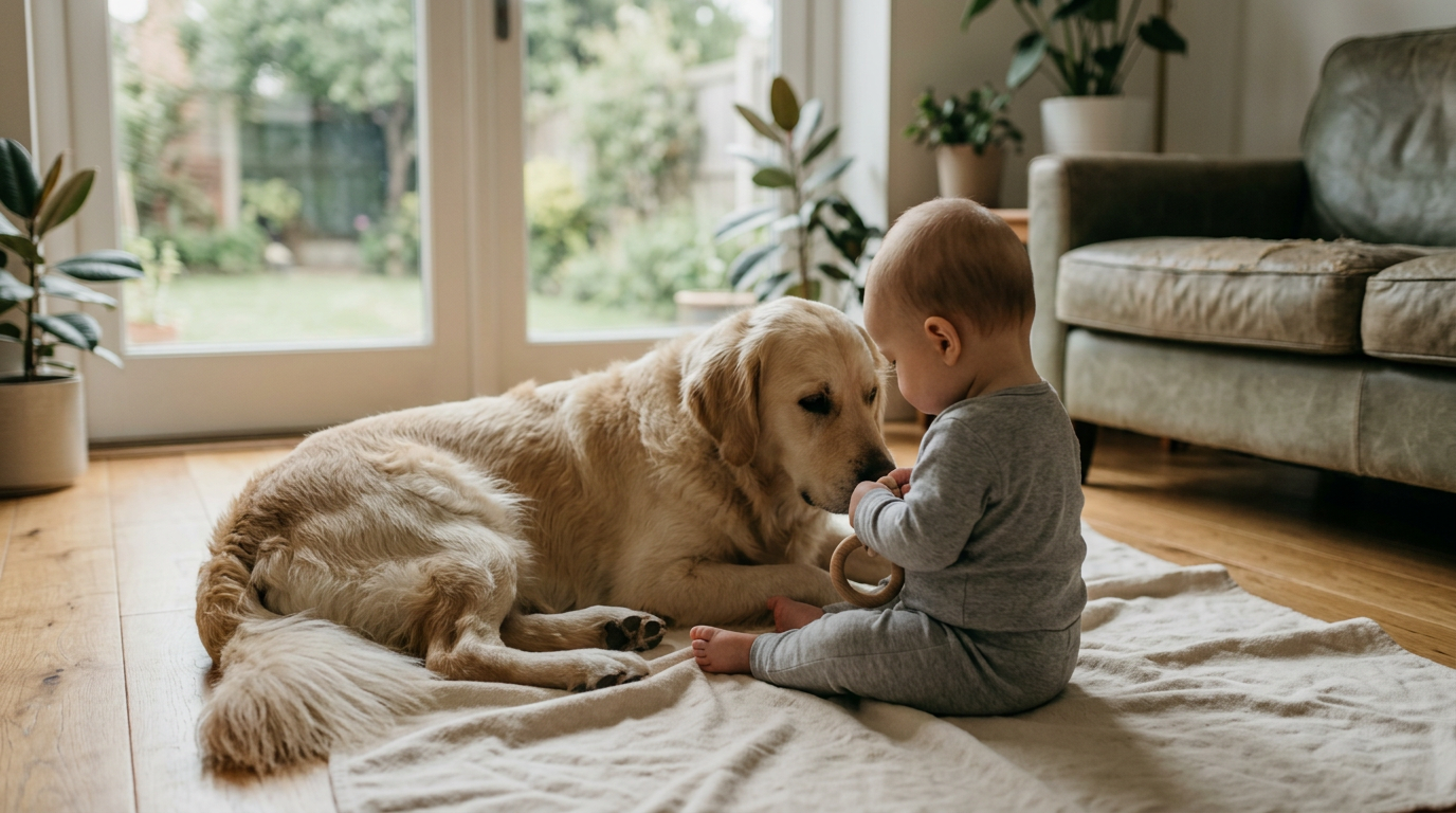 Infant with dog, reduced allergy risk