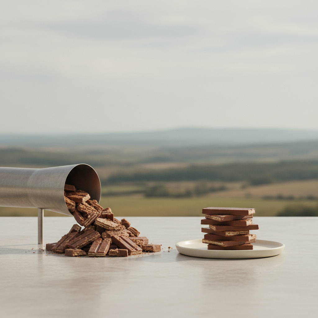 Mashed up, defective Kit Kats used as filling