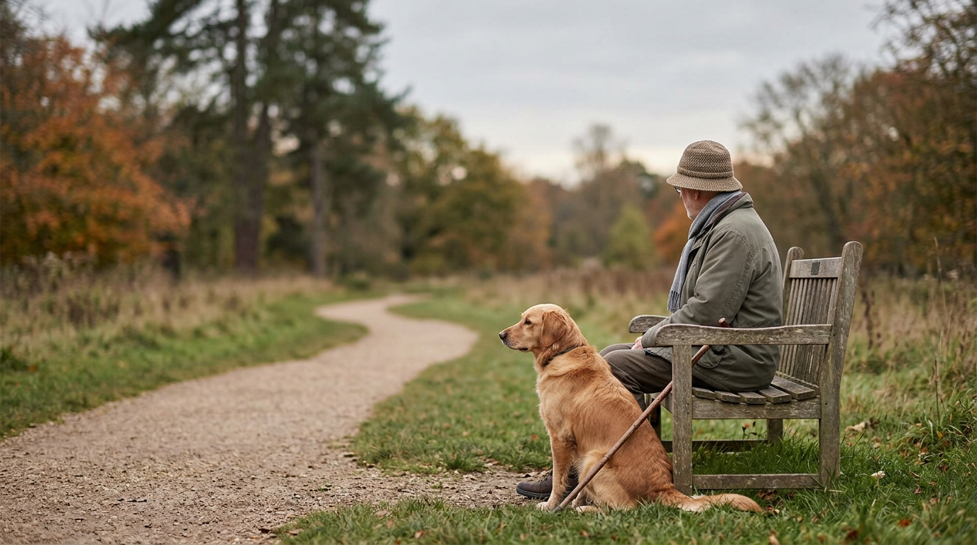 Older adult petting dog and cat, showing cognitive benefits
