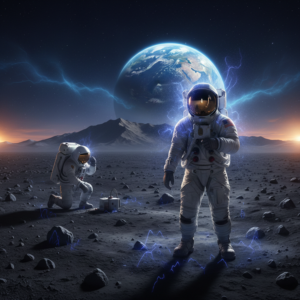 Moon dust and astronaut crying