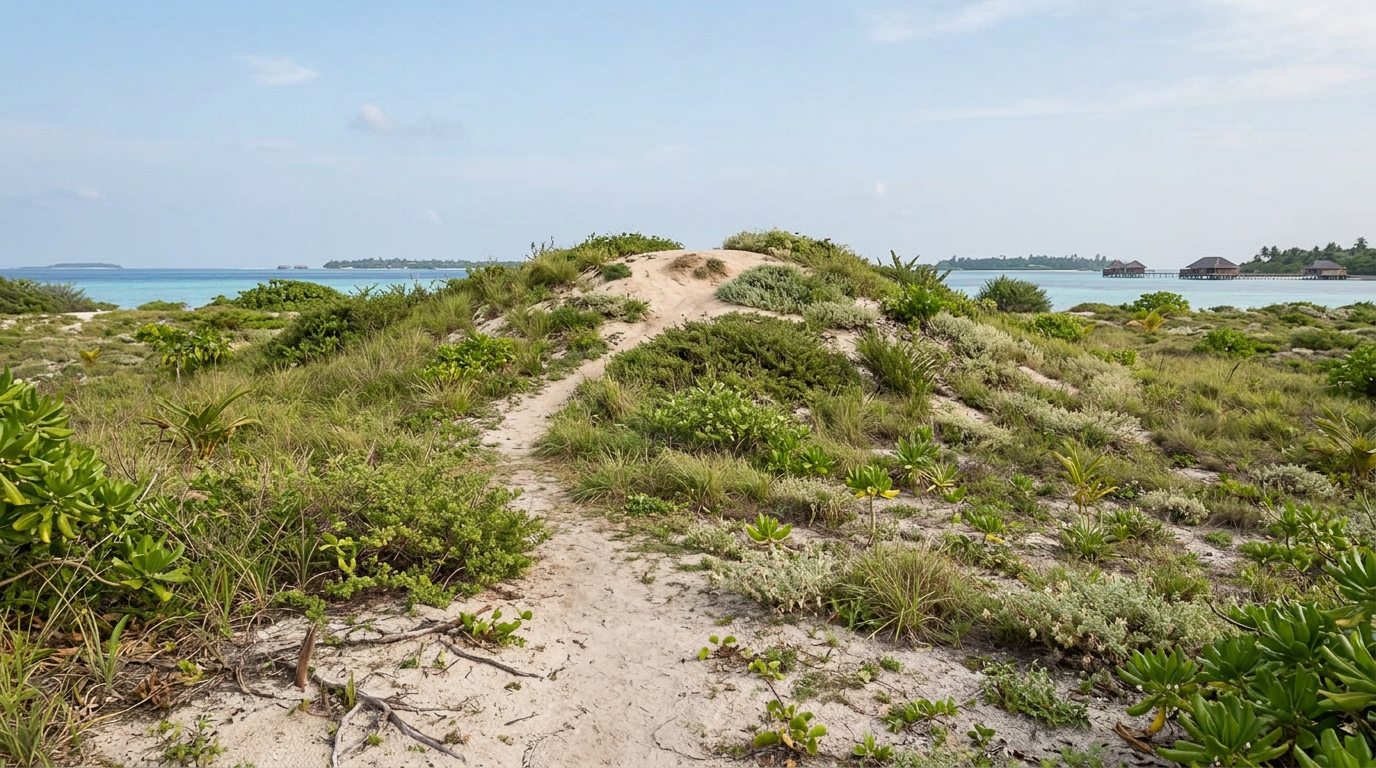 Mount Villingili, Maldives' highest natural point, rising 5.1 meters above sea level.