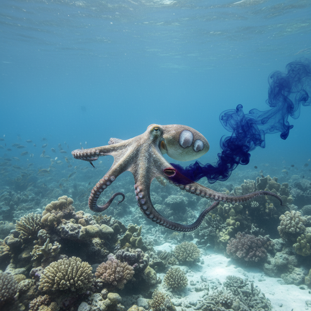 Octopus with three hearts and blue blood