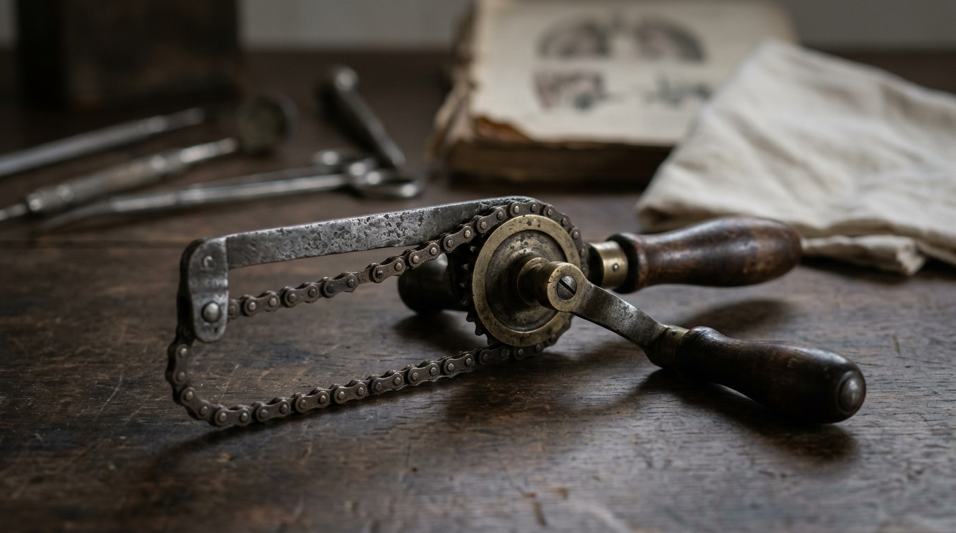 1780s Scottish chain saw used for medical procedures, including childbirth.