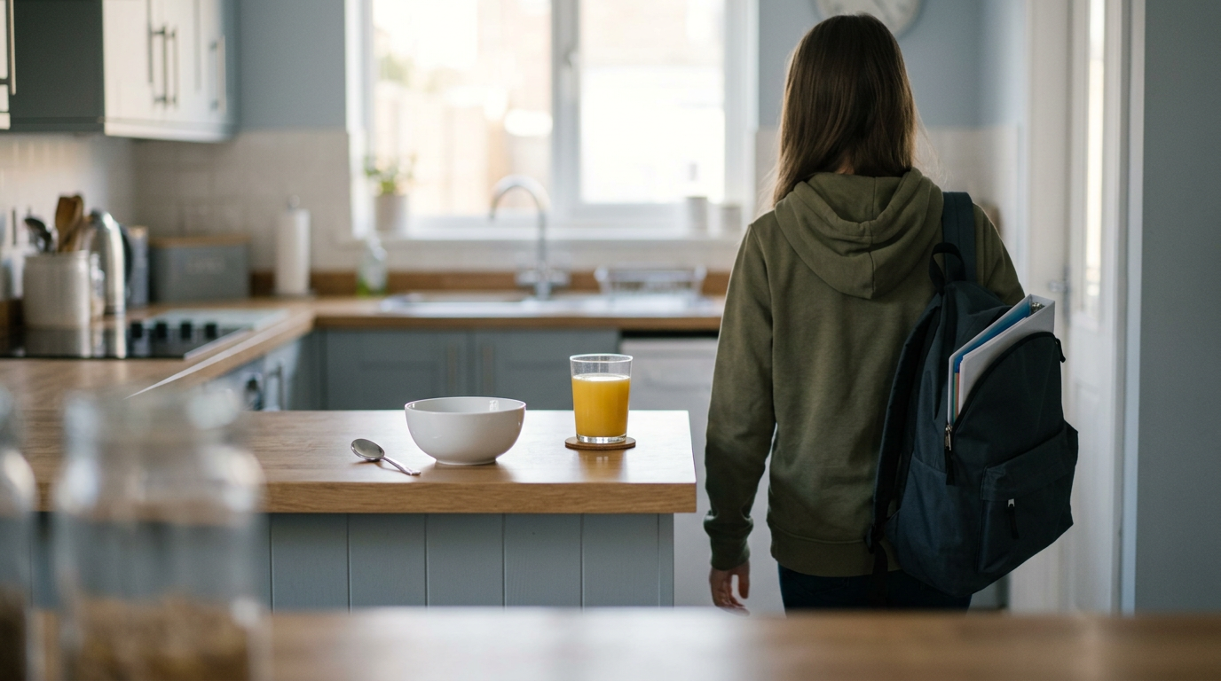 Child skipping breakfast, showing poor attention and memory