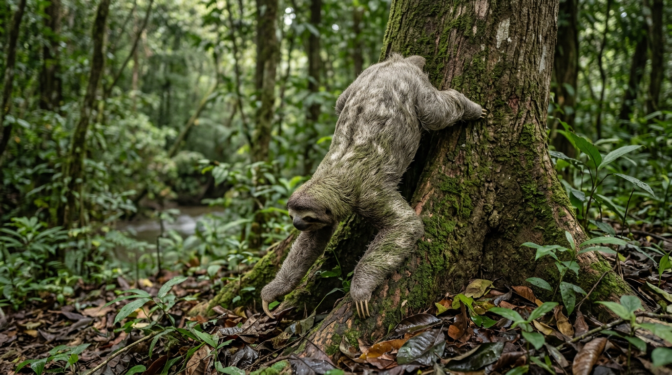 Sloths risk their lives just to poop. Three-toed sloths climb down from the trees to go to the bathroom, where predators are far more likely to catch them.