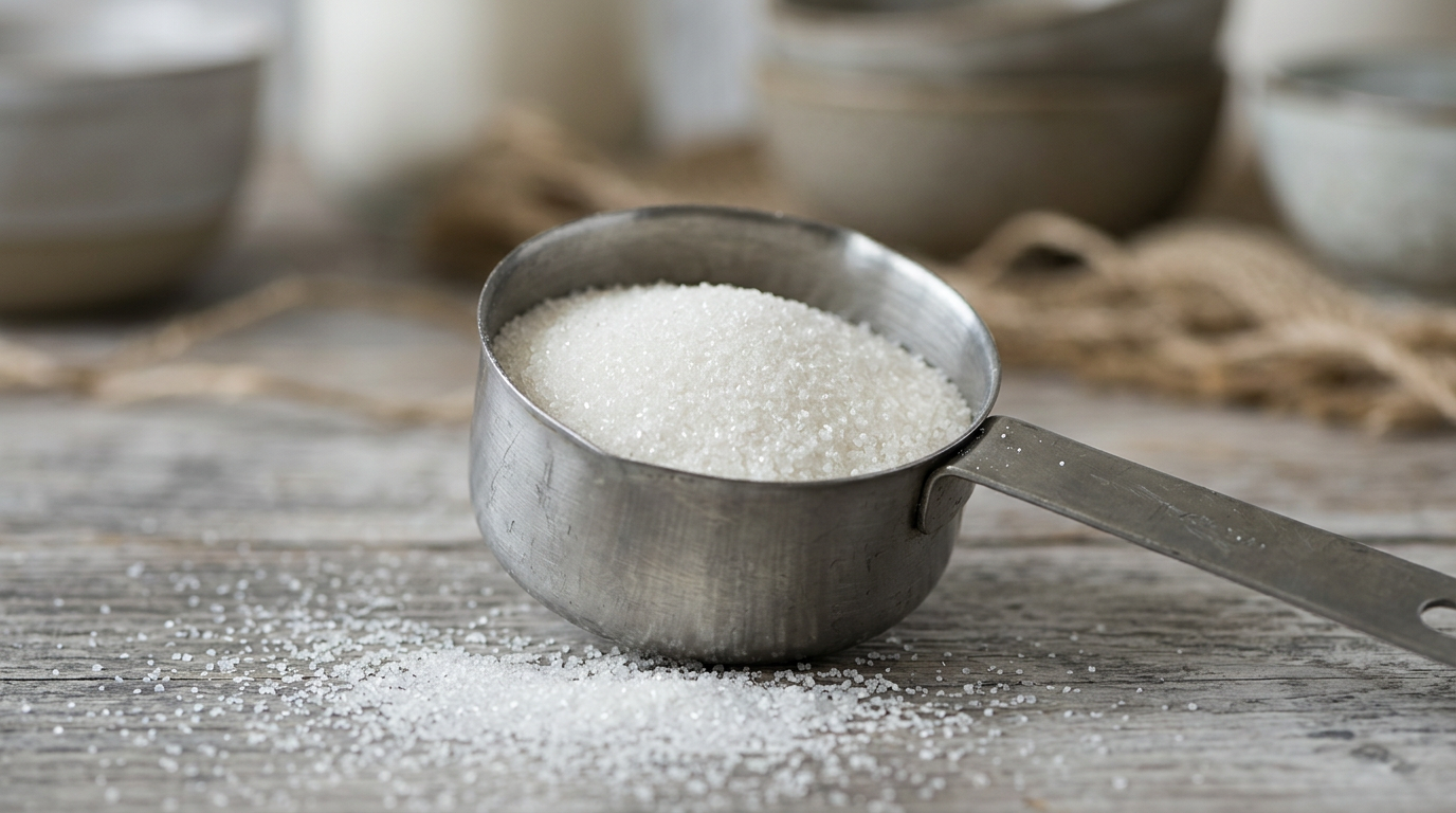 White cane sugar filtered with bone char during refining, making it not vegan.