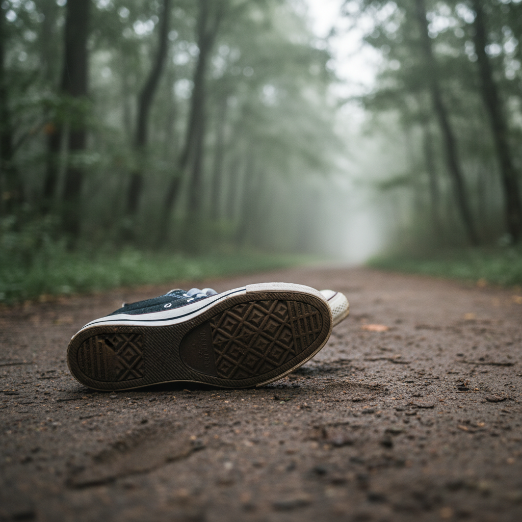 Sneaker's rubber sole allows quiet movement.