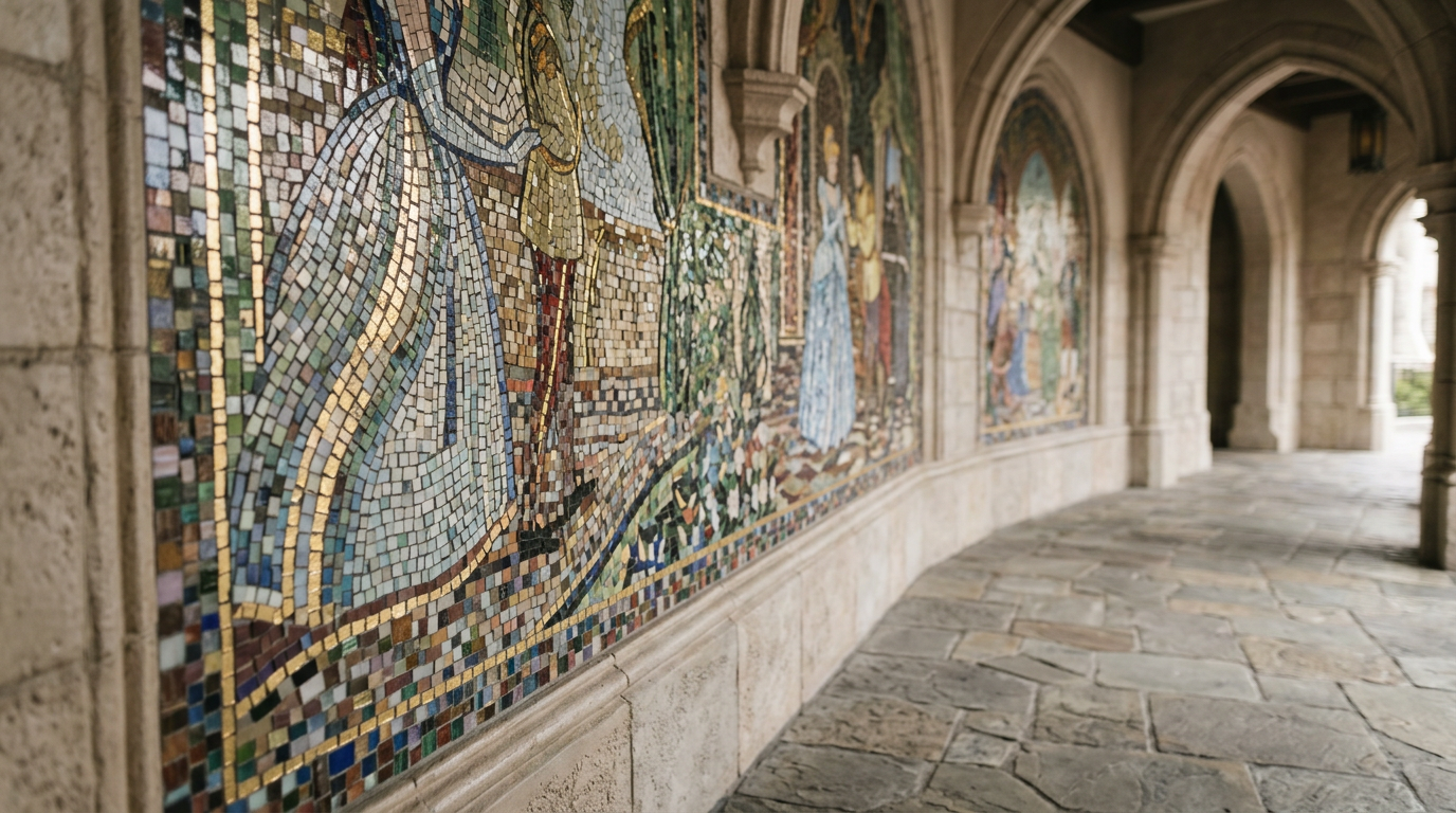 Cinderella Castle mosaic mural details, Walt Disney World