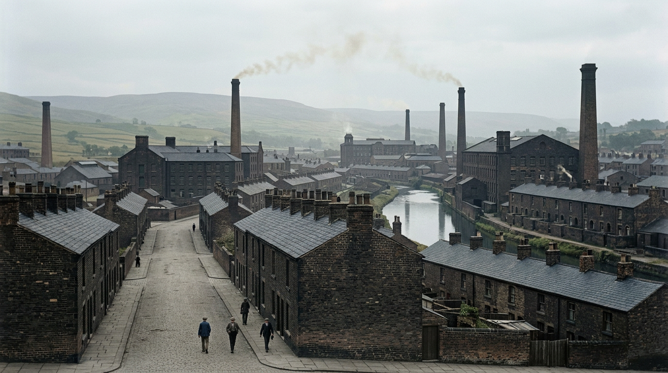 19th-century industrial Britain with early Saturday afternoon time off.