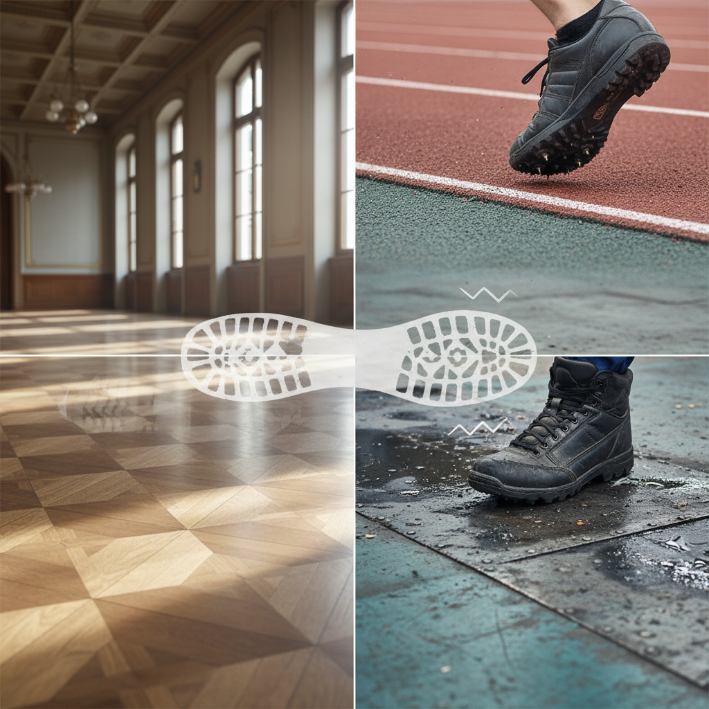 Rubber sole improving grip on shoes.