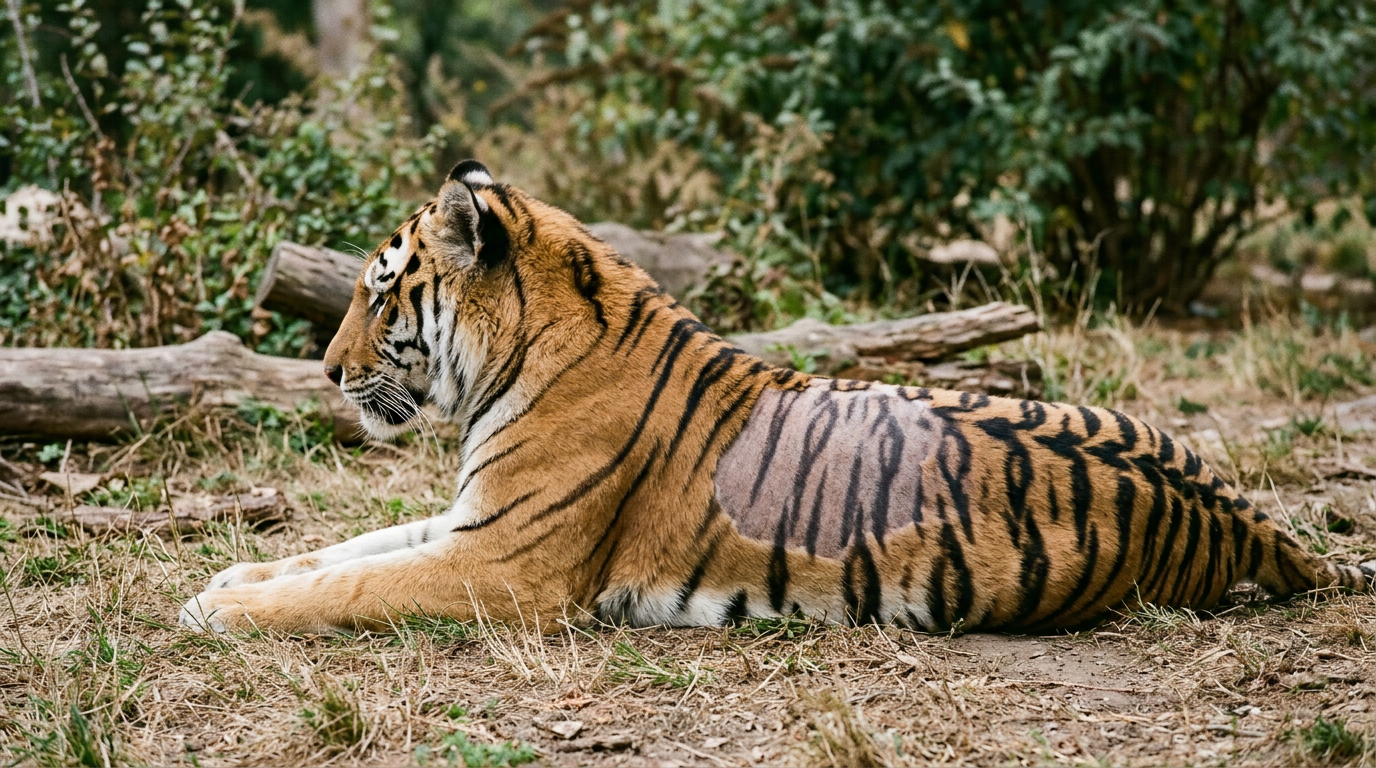 Tigers have striped skin, not just striped fur.