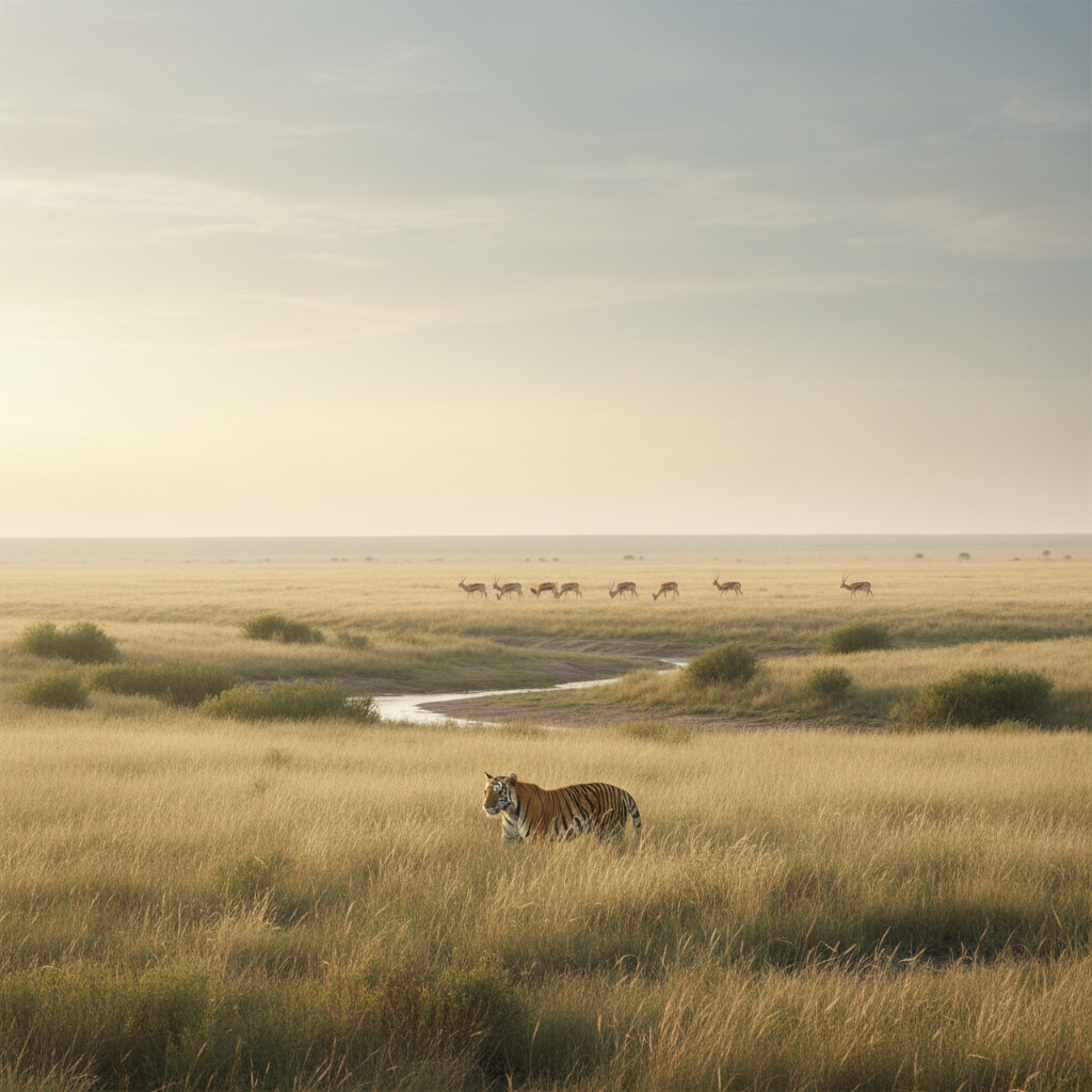 Tigers are orange to humans, but may appear differently to prey animals with dichromatic vision.