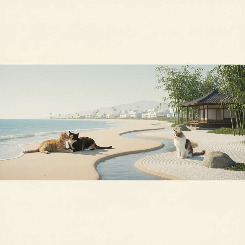 Japanese and US cats interacting