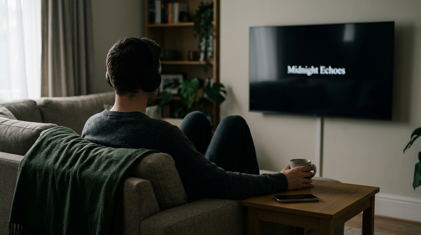 Man watching scary movie, bloodcurdling effect, clotting factor