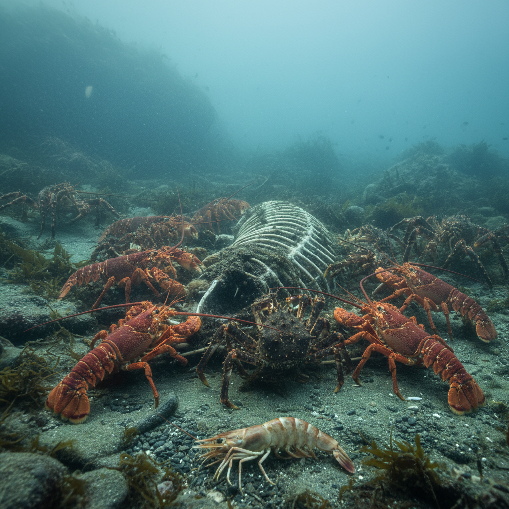 Marine scorpions on the ocean floor.