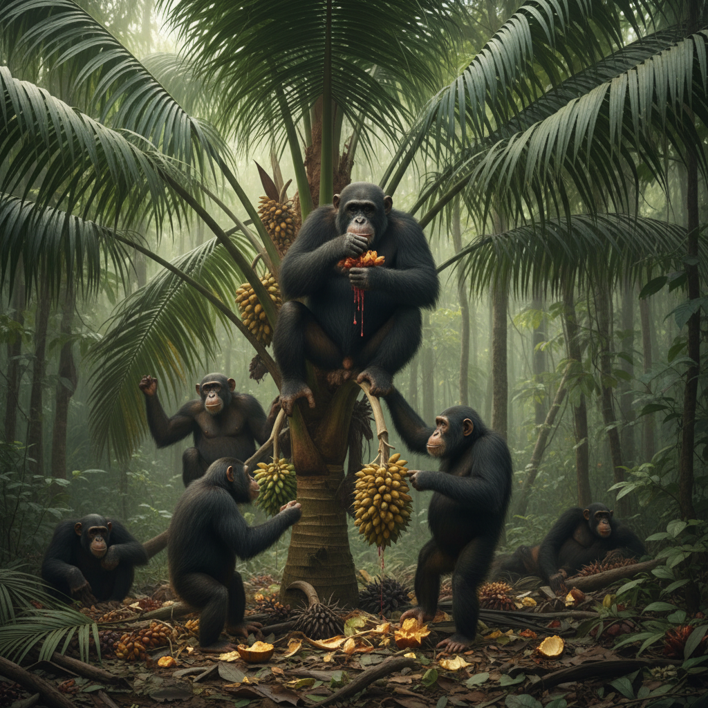 Wild chimpanzees drink alcohol from fermented fruit.