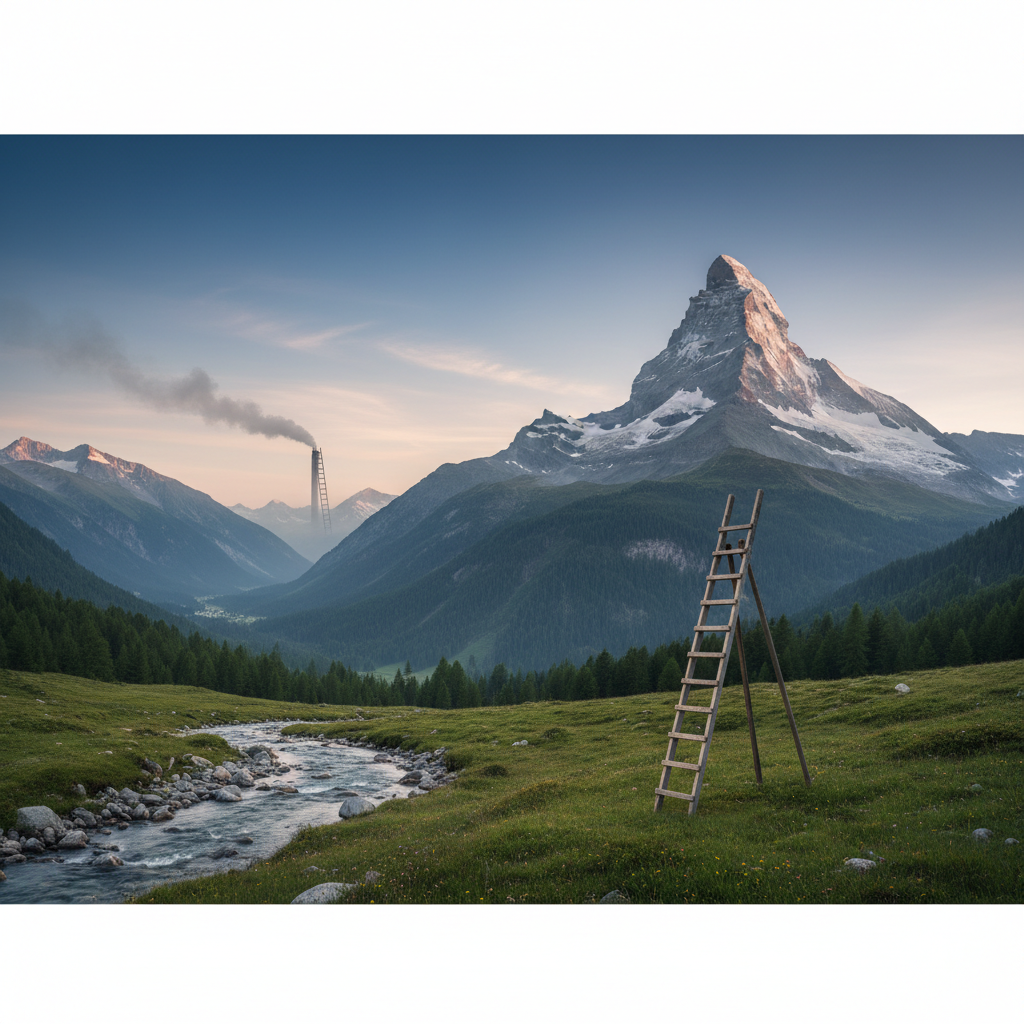 Person at bottom of ladder, looking up, aiming for top.