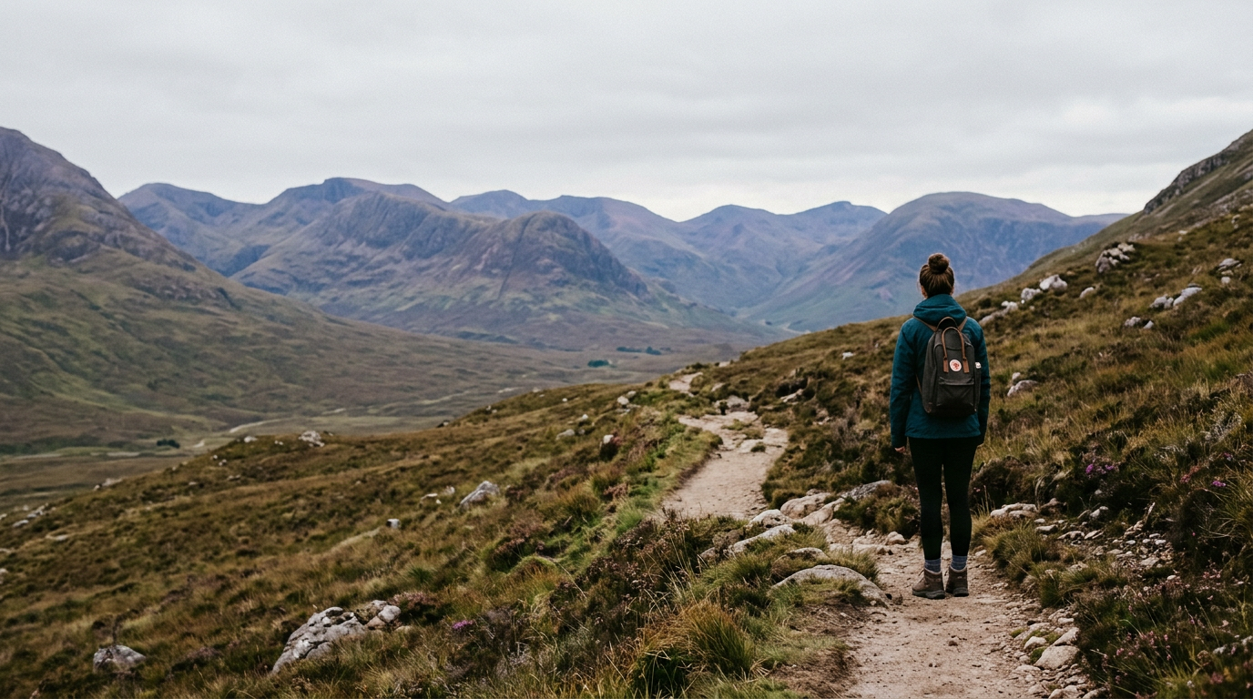 Person looking determinedly at a bright, distant horizon.