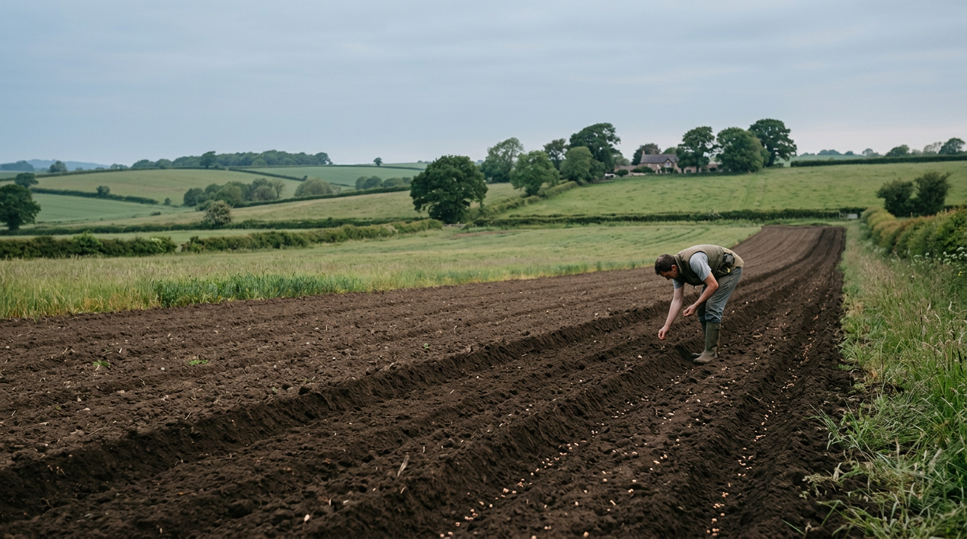 Person planting seeds in soil, symbolizing future growth and potential.