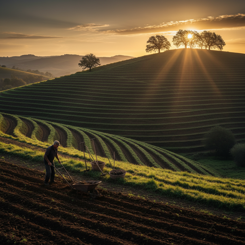 Man working hard at a desk with a shamrock on it