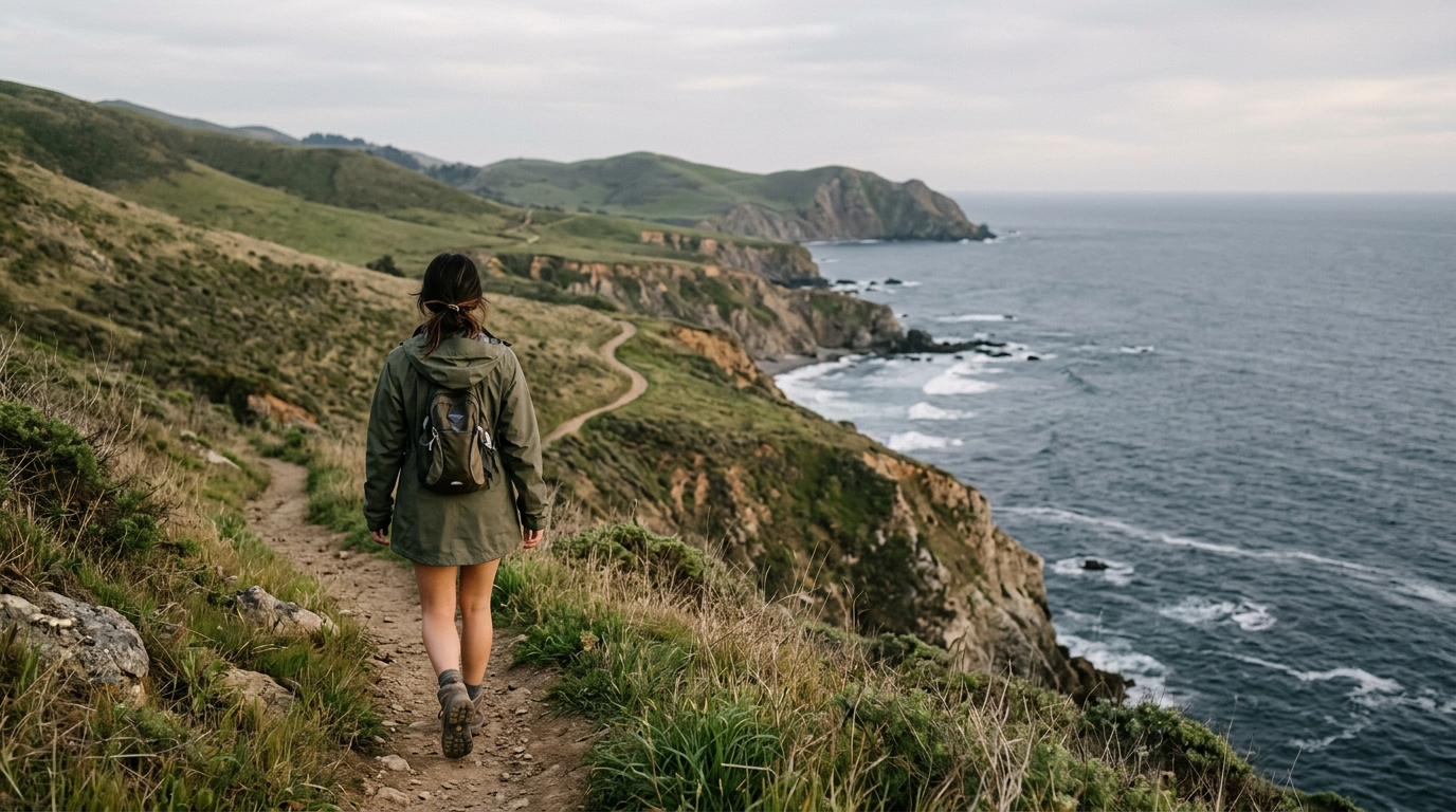Woman actively starting a new life, stepping forward with determination.
