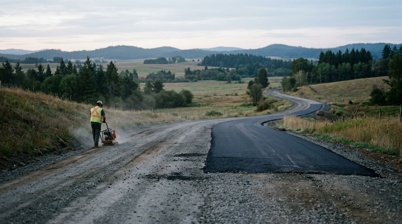 Person paving new road with tools, symbolizing change and taking control.