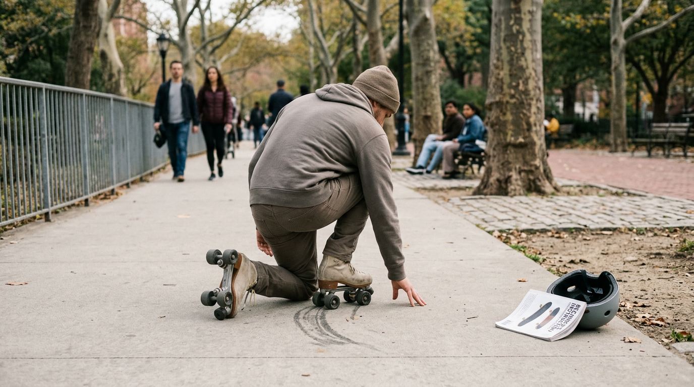 Man with lightbulb over head, striving for improvement while appearing foolish.