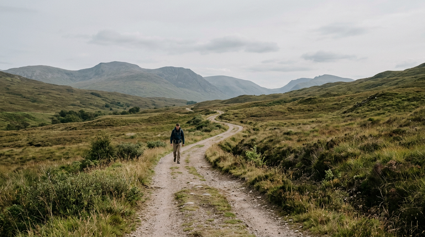 Man running uphill, pushing forward relentlessly.