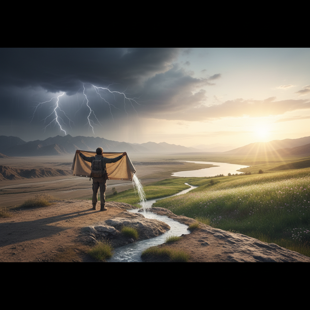 Man embracing a challenging life situation with a positive attitude.