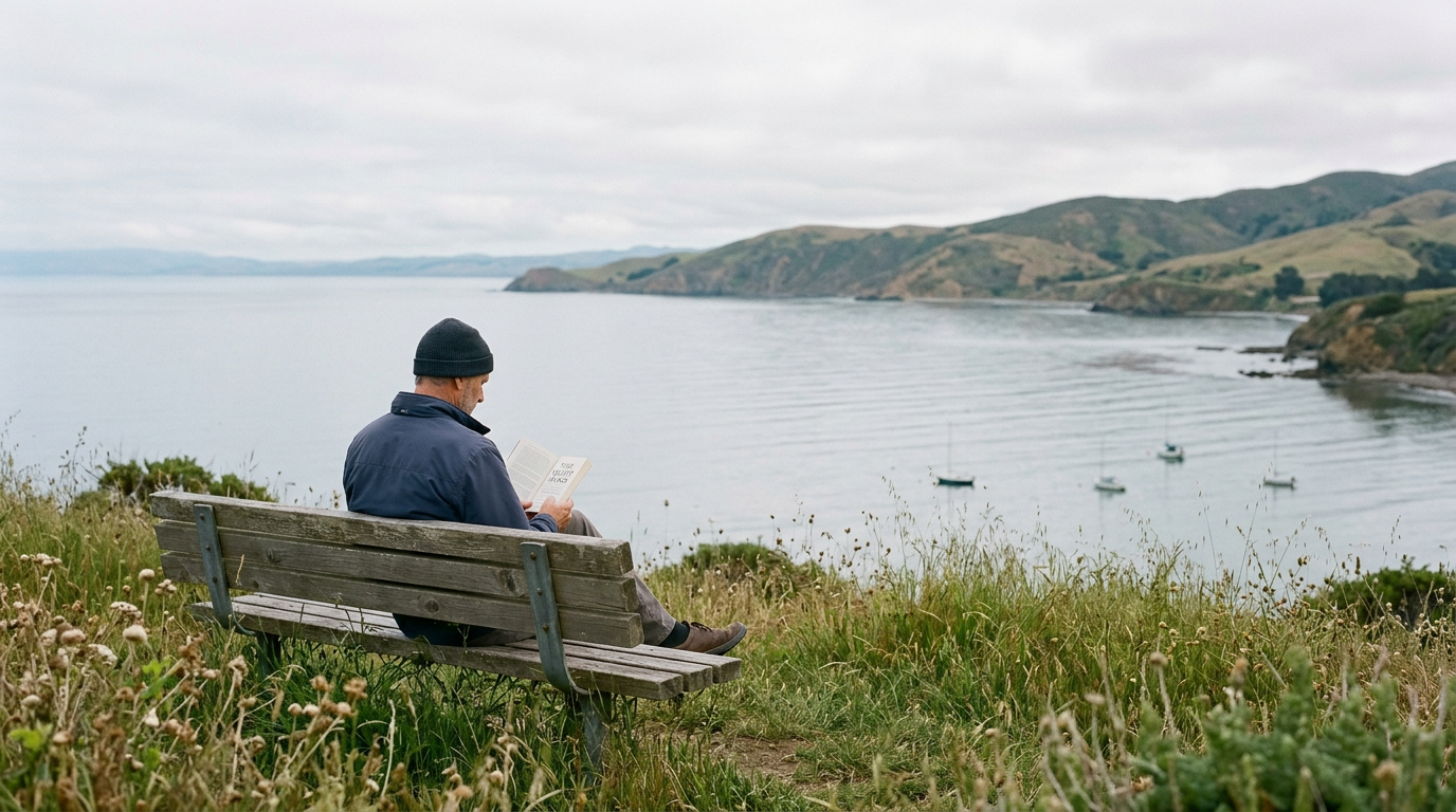 Person sitting with head in hands, surrounded by swirling, dark thought bubbles of unlikely disasters.