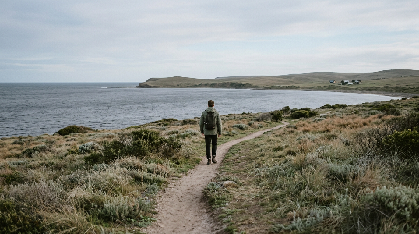 Person standing at a crossroads, looking towards a bright new path.