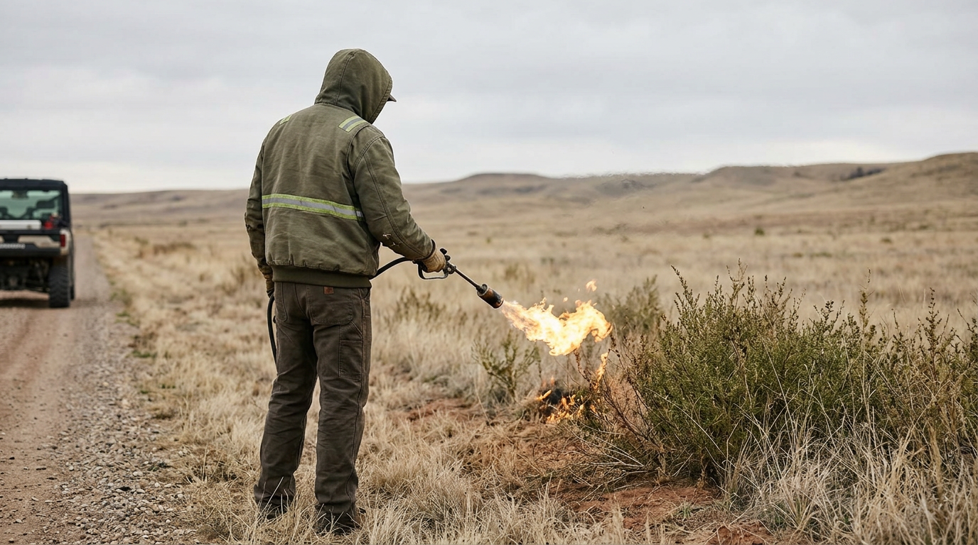 Flamethrower lighting up darkness, symbolizing action over complaint.
